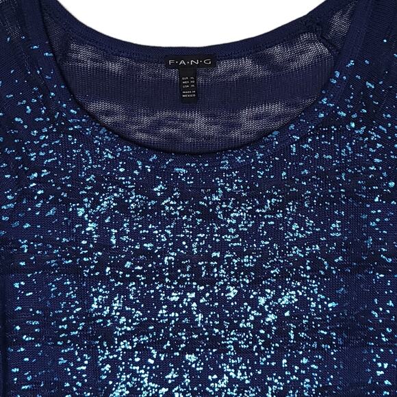 FANG Navy Shadow Striped 3/4 Sleeve Sweater, XL - Picture 6 of 10